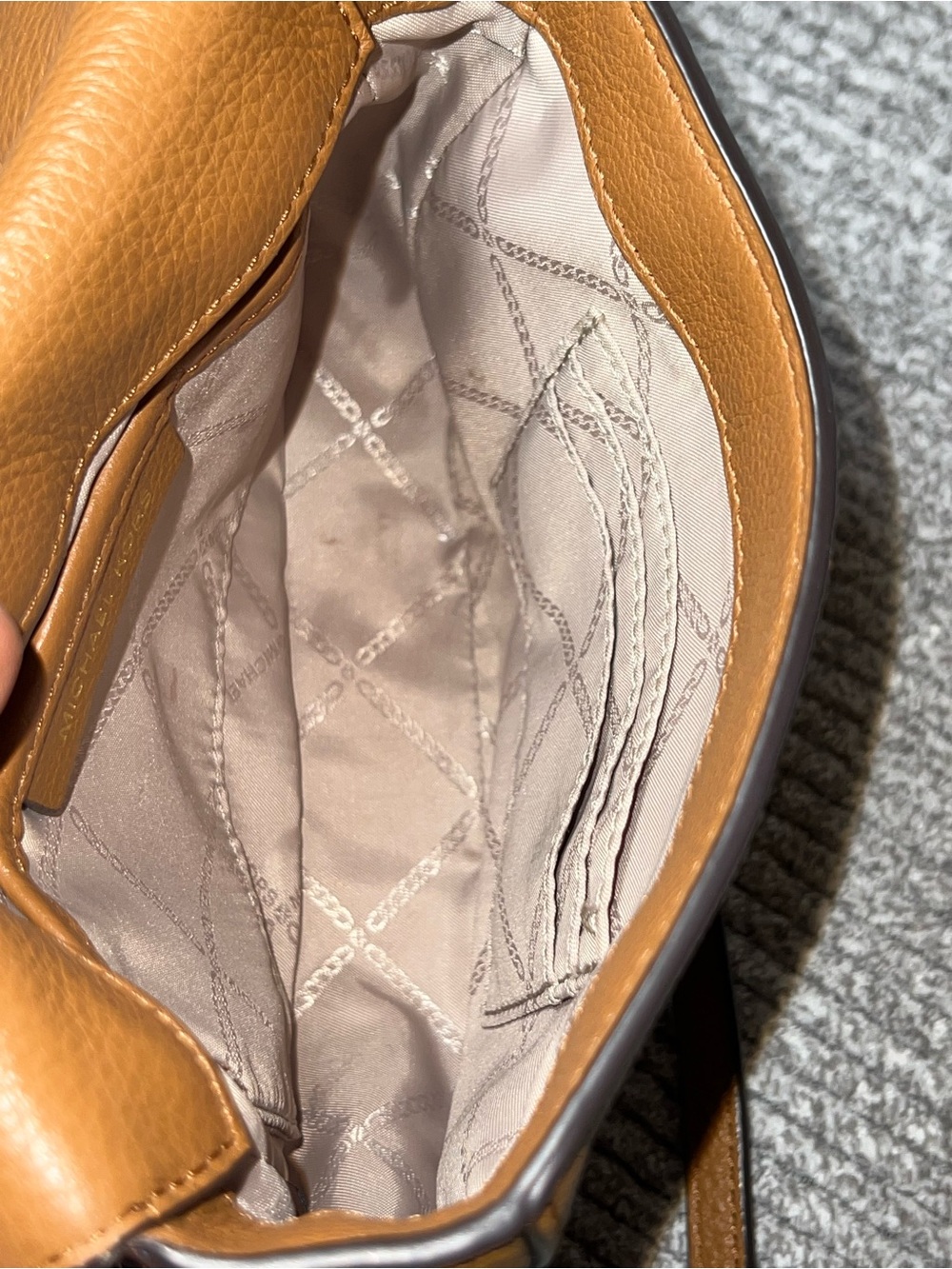Michael Kors Tan Pebbled Leather Crossbody Bag | Gold Hardware - Picture 12 of 16